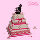 gâteau de mariage fuchsia et blanc