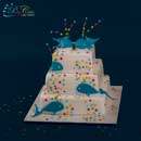 gâteau de mariage avec baleines bleues