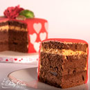 chocolate sponge cake with white and dark chocolate buttercream filling